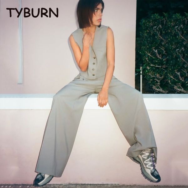 

women's two piece pants tyburn casual summer sleeveless blazers fashion elegant high waist solid color 2 set s outfits 230209, White