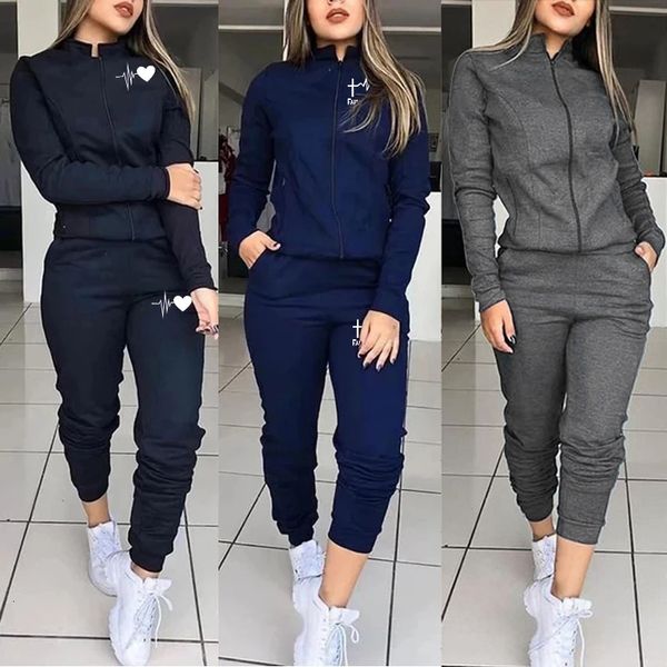 

womens two piece pants women tracksuit 2 set sports long sleeve sweatshirts thin fleece joggers suits running workout gym spring sportswear, White