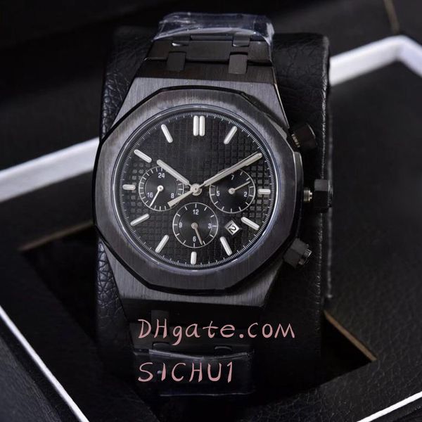 

sichu1 vk men's quartz watch 42mm 904l all stainless steel designer classic fashion sapphire glass luminous waterproof montre de lux, Slivery;brown