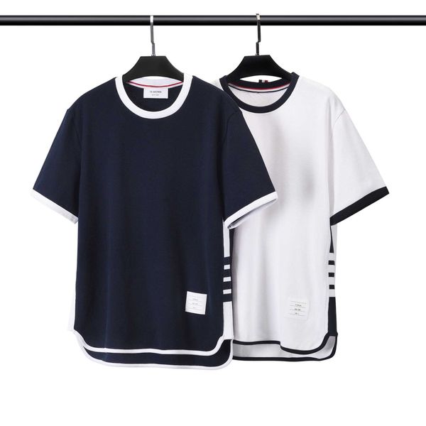 

t-shirts tom tee brown short sleeve round neck 23ss stripe leisure casual fashion designer classic polo shirt tb browin new yarn dyed fabric, White;black