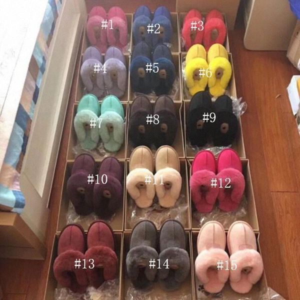 

with box australian classic snow half slippers fluff fuzz yeah slide women solid color scuffette womens lady winter flat australia design md, Black