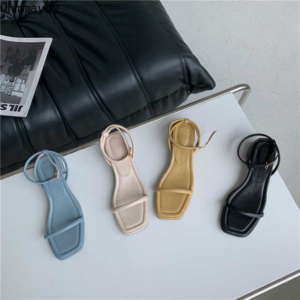 

sandals 2023 summer square toe women sandals fashion party dress low heels shoes women sandalias female outdside pumps g230207, Black