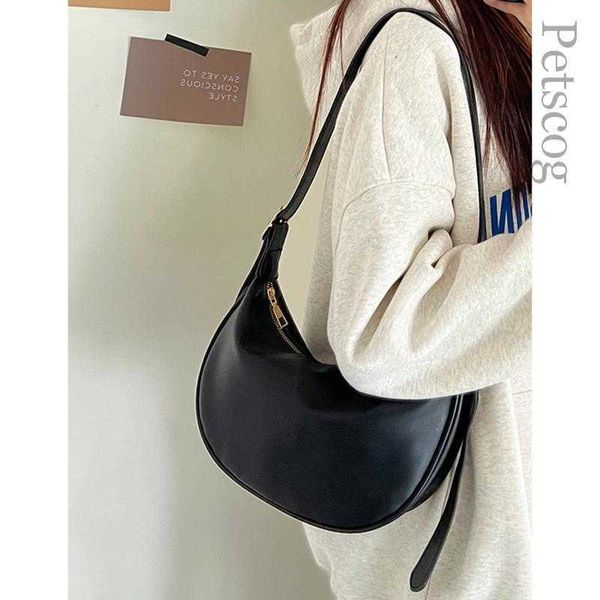

evening bags lady fashion shoulder bags solid half-moon soft crossbody bag casual large capacity student purse simple messenger bag g230208