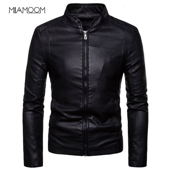 

men's leather faux leather men leather jackets autumn men's korean style slim collar pu leather jacket 230208, Black