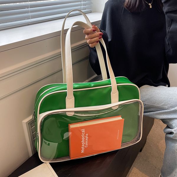 

evening bags summer fashion shopper transparent leather travel for women large capacity men sports waterproof voyage shoulder bag 230208