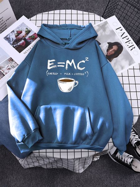 

women s hoodies sweatshirts e=mc coffee personality print hoody for women harajuku aesthetic hoodie warm womens fleece oversized sweatshirt, Black