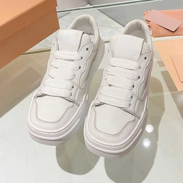 

small miu white biscuit shoes women's flat head lace up college style casual board shoes 2023 autumn new grape mother qvhv, Black