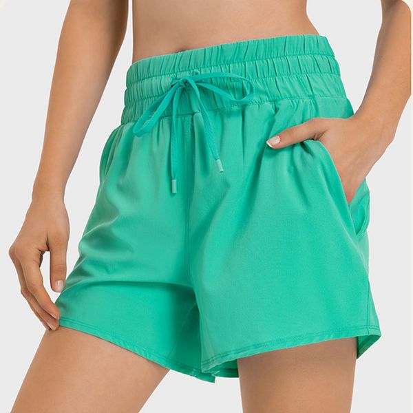 

l-361 water-cooled fabric cool yoga shorts high-rise lined short 5" pants drawcord breathable sweatpants sports short for women