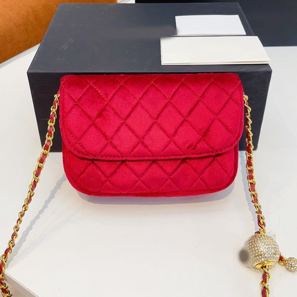 

quality high luxurys designers c shoulder bags fashion men women golden velvet drill ball chain bag handbags crossbody wallet totes handbag