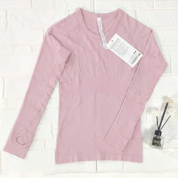 

yoga women's t shirt women's long sleeve t-shirt running swiftly tech sports breathable fitness suit lululemens women pink, White