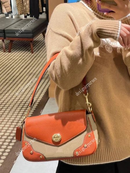 

tz women's millie underarm bag classic spin-lock design flap handbag vintage two shoulder strap handbags fashionable designer outdoor s