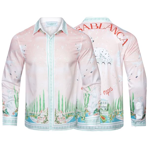 

designer men shirt casablanc shirt new summer casual printed hawaiian shirt homme short male printing suit buy  up, White;black