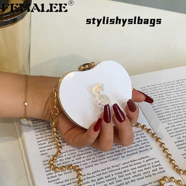 

shoulder bags mini ladies cute solid color teddy bear makeup handle bags 2022 chains shoulder messenger bags small apple shaped women bags 0