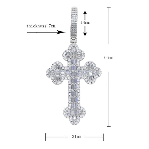 

hip hop cz cross pendant necklace for men iced out bling 5a cubic zirconia classic rock jewelry, Silver