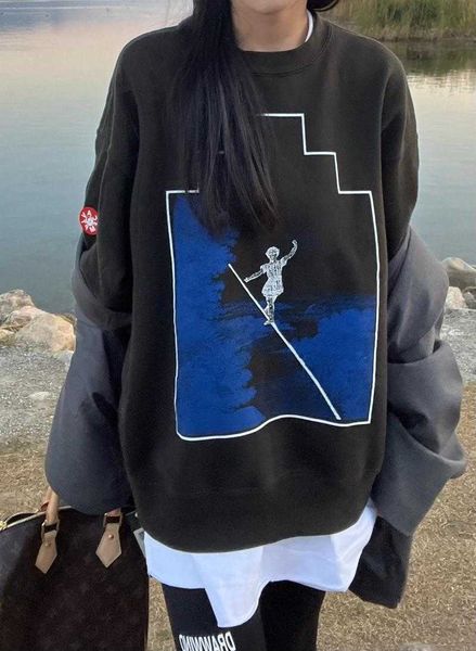 

men's hoodies sweatshirts 22ss round neck vintage print cavempt hoodie men women eu size 100 cotton cavempt sweatshirt fashion autumn w, Black