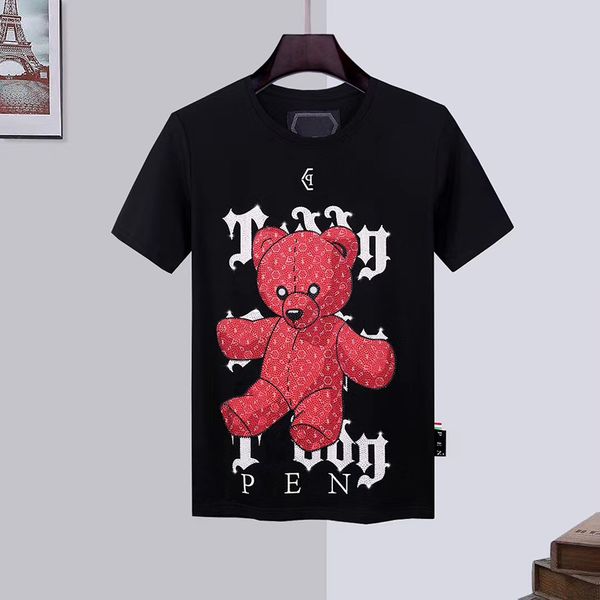 

phillip plain summer mens designers t shirts loose tees fashion brands man s casual shirt luxurys clothing street shorts sleeve clothes tsh, White;black