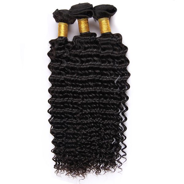 

9a brazilian remy hair bundles deep wave 1 bundle #1b natural black