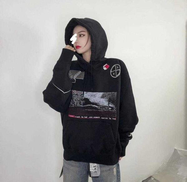 

men's hoodies sweatshirts 22ss personalized wild pattern print cavempt hoodie men women eu size 100 cotton cavempt pullover streetwear, Black