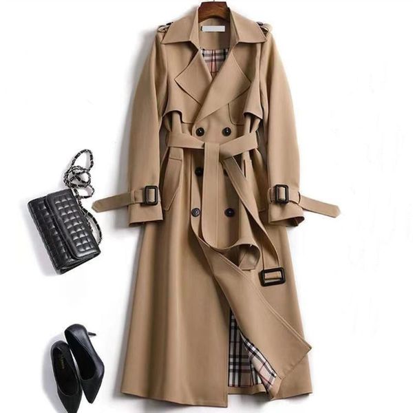 

women's trench coats autumn womens trench coats designer luxury women windbreaker body letter print jacket loose belt coat female casua, Black