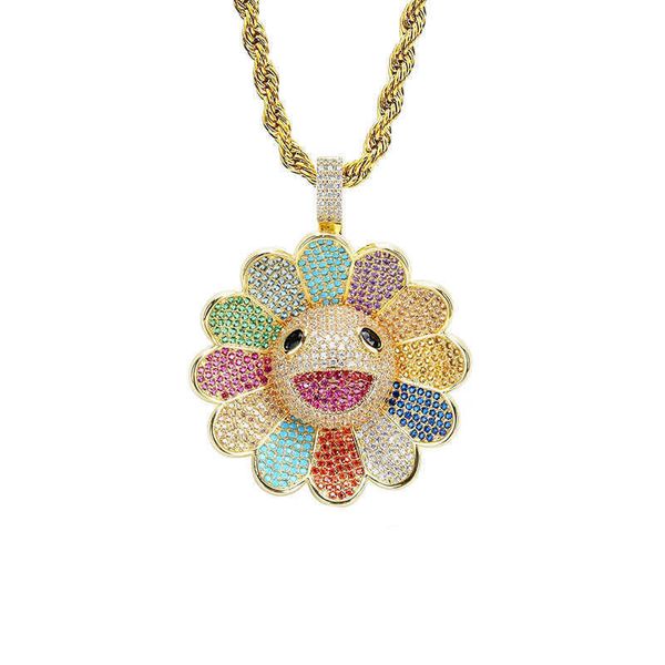 

pendant necklaces murakami takashi sunflower necklace emperors matching hiphop necklace ins rotating pendant t-shirt, Silver