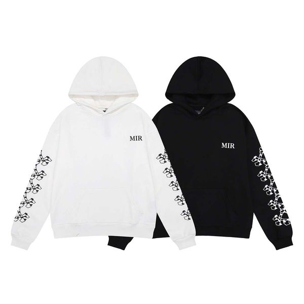 

men's sweater hoodie white bone letter printing pullover cotton sweatshirts, Black