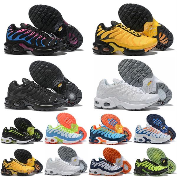 

2021 tn kids shoes enfant breathable soft sports chaussures boys girls tns plus sneakers youth requin trainers219i, Black