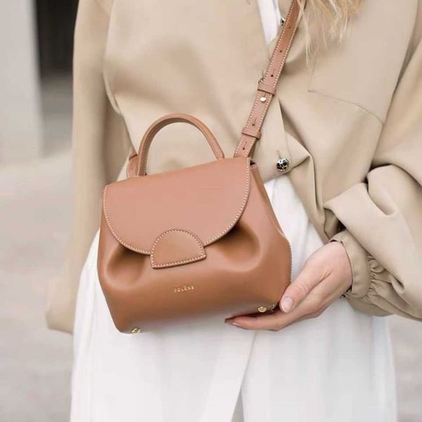 

french polene bag nano high sense niche 2021 new one shoulder messenger bag leather smiling face bag