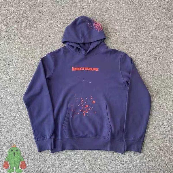 

men's hoodies sweatshirts dark blue spider web young thug sp5der 555555 tracksuit foam hoodie sweatshirts j230208, Black