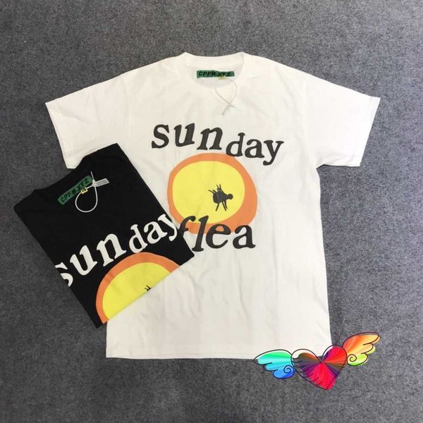 

men's t-shirts cpfm t-shirts men women sunday flea grand opening tee foam printing cactus plant flea market short sleeve t230209, White;black