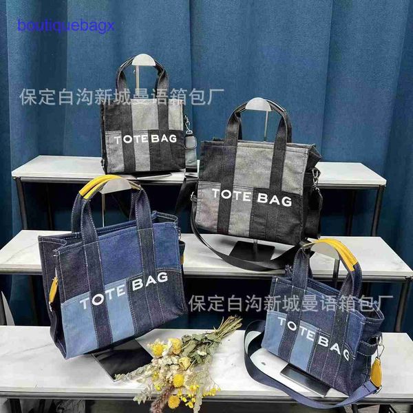 

designer handbags womens luxury genuine leather shoulder crossbody 2023 new personalized splicing denim canvas tote bag fashion trend single
