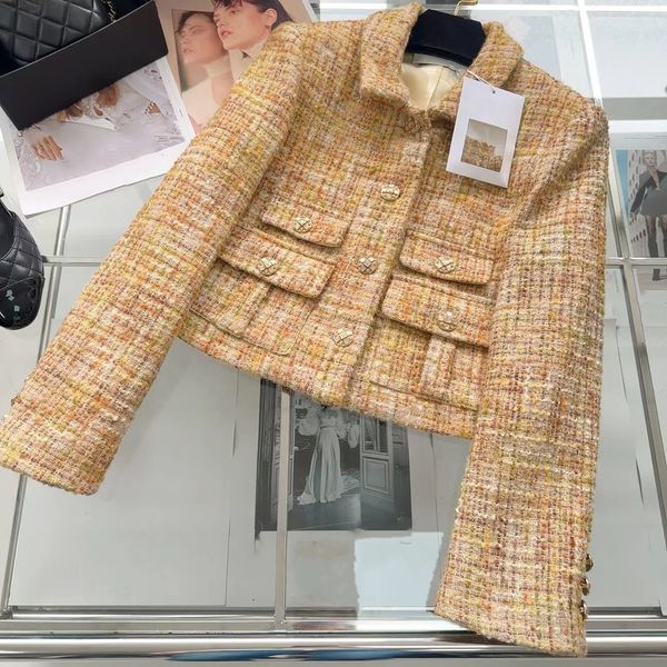 

chan new 2023 spring women's brand jacket fashion high-end autumn winter chains logo tweed coat leisure spring coats cardigan mother , Black;brown