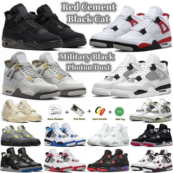 

mens basketball shoes jumpman 4 4s se craft pn dust military black cat blue seafoam bred red cement thunder midnight navy women trainers spo