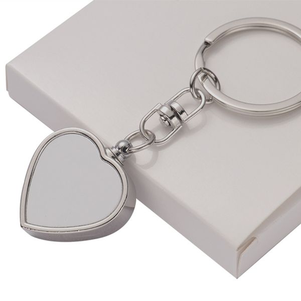 

bag parts sublimation diy white blank metal empty love shaped keychain, Black
