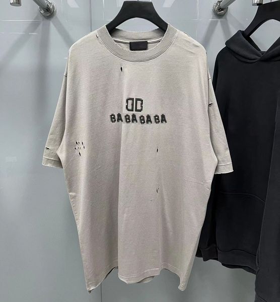 

designer mens t shirts luxury heavy industry hole fashionmen's women's tees summer round neck short sleeve size m-xxxl, White;black