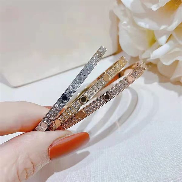 

gold diamond bracelet 3 rows diamond designer bangle titanium steel bracelet female bracelet, Black