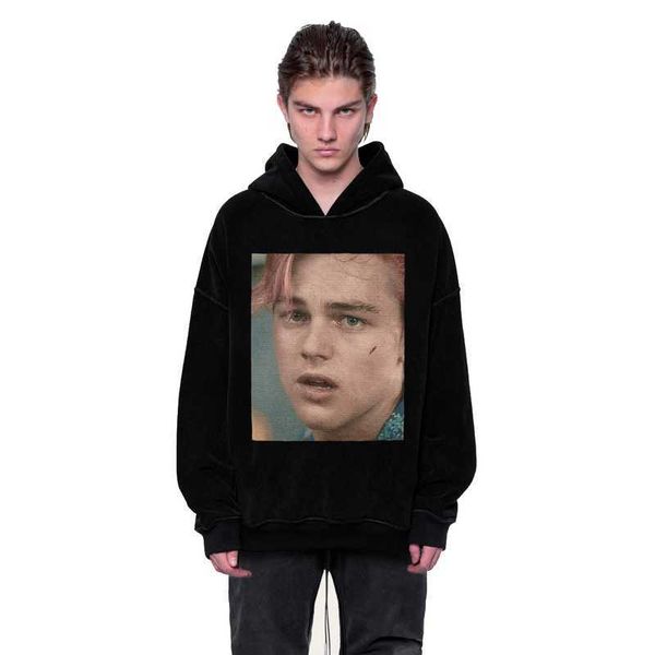 

men's hoodies sweatshirts 22ss reflective hoodie leonardo little plum eu size arnodefrance hoodies men women high street autumn winter, Black