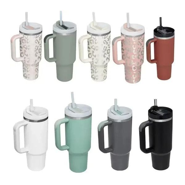 

new style 40oz stainless steel tumblers with silicone handle travel water bottles portable outdoor sports cups insulation travel vacuum flas
