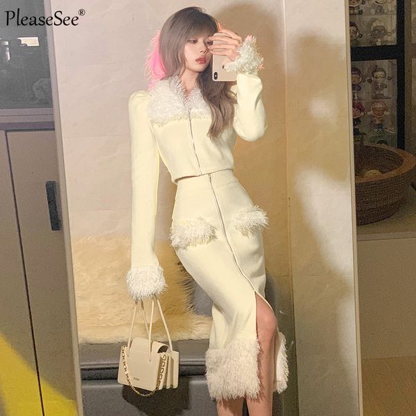 

two piece dress women and long skirt 2 pieces set suit spring autumn fashion casual high waist woman female clothes drop 230209, White