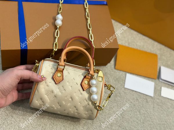 

tz designer bags fashion check flower pattern handbag luxury cowhide handbags lady trend mini pillow bag pearl golden metal chain crossbody