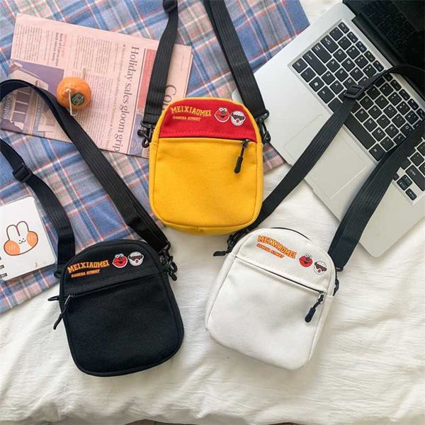 

canvas crossbody bags for women 2022 casual small shoulder bag fashion handbag zipper students mini messenger bag purse