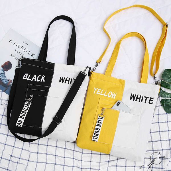 

large capacity women's canvas bag new casual all-match shoulder bag messenger bag student zipper handbag school bag