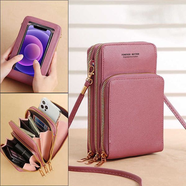 

2023 new handbags women bag shoulder bag messenger bag large-capacity mirror touch screen bag mobile phone wallet card case bag