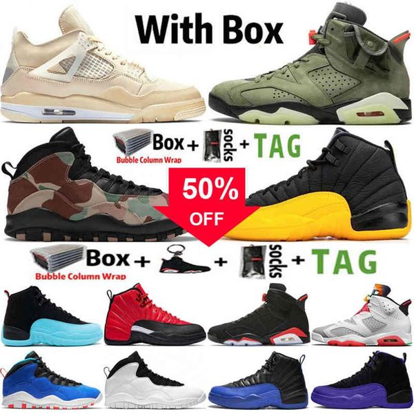 

2022 jumpman 4 sail 4s mens basketball shoes 6 6s travis scotts 10 10s woodland camo 12 12s university gold sports trainers sneake254v
