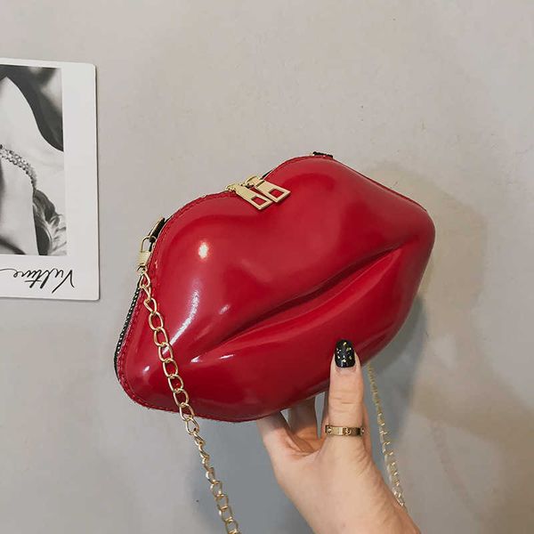 

mini bags for women 2022 new lip print women's shoulder bag solid zipper messenger bag trend brand pure color handbag