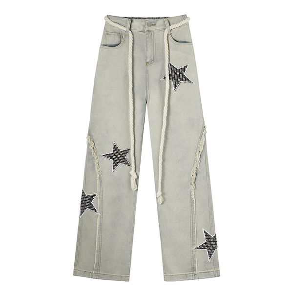 

women's jeans vintage blue straight high waisted american fashion streetwear denim trouser casual hiphop wide leg pants 230209