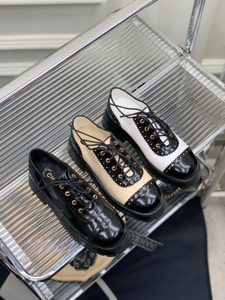 

2023 spring new sandals round head leather everything brock lace-up thick sole, Black