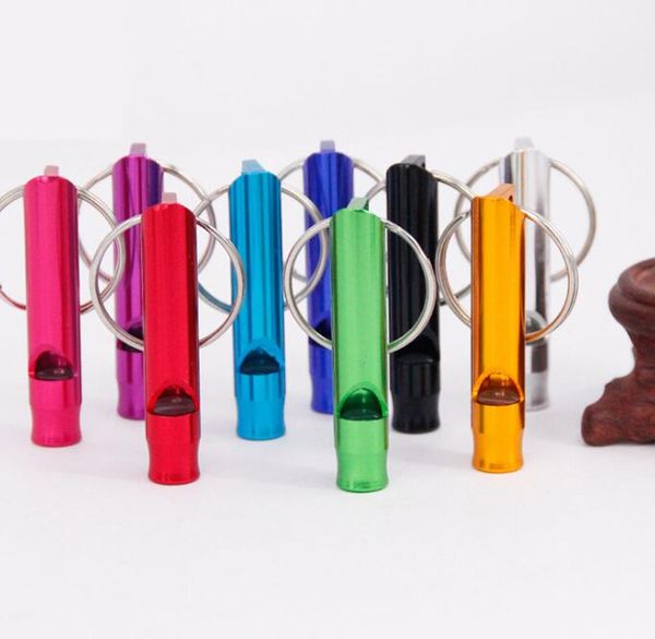 

metal whistle keychains portable self defense keyrings rings holder car key chains accessories outdoor camping survival mini tools promotion, Silver