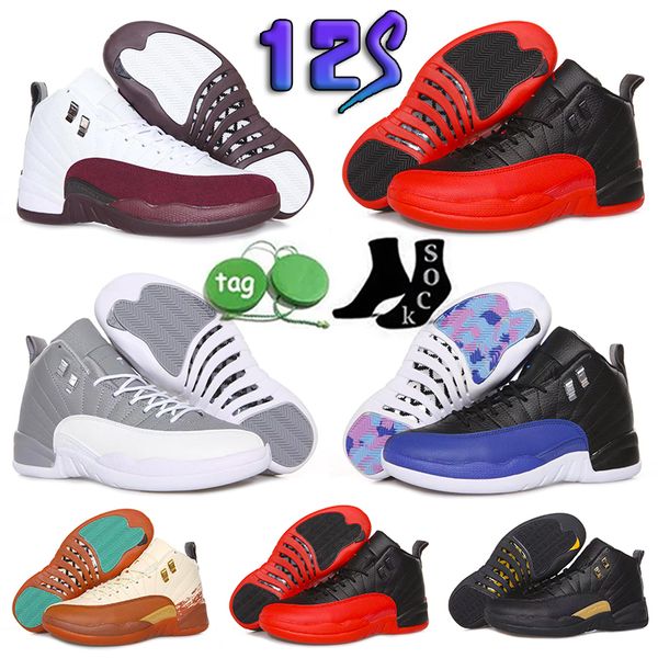 

basketball shoes mens trainers jumpman12 12s white black reverse taxi dark concord indigo reverse flu gamsports sneakers size 40-47