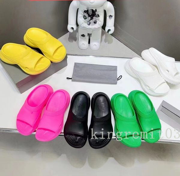 

designer pool croc slipper rubber sandals men women slippers platform sandals chunky slides sole foam slide classic summer beach flip flops, Black