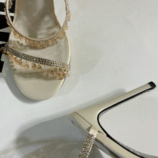 

crystal-embellished chandelier rene caovilla sandals leather stiletto heels evening shoes women heeled luxury designers ankle wraparound 29g, Black